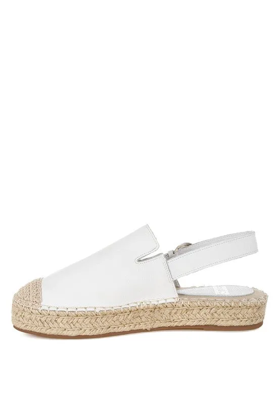 Azula White Genuine Leather Espadrilles Sandals