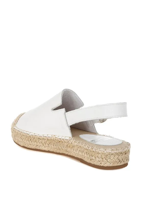 Azula White Genuine Leather Espadrilles Sandals