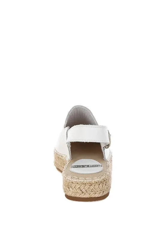 Azula White Genuine Leather Espadrilles Sandals