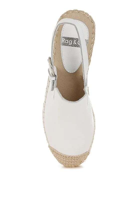 Azula White Genuine Leather Espadrilles Sandals