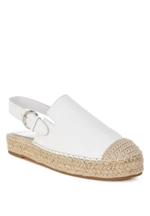 Azula White Genuine Leather Espadrilles Sandals