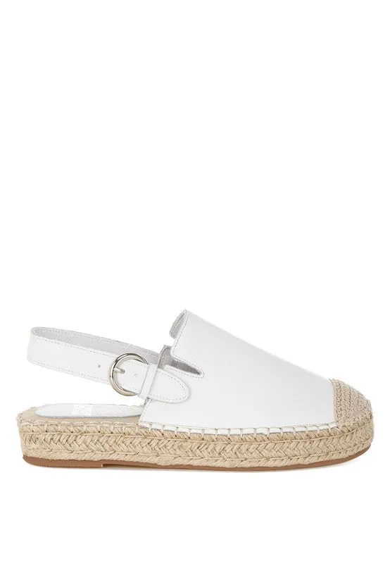 Azula White Genuine Leather Espadrilles Sandals