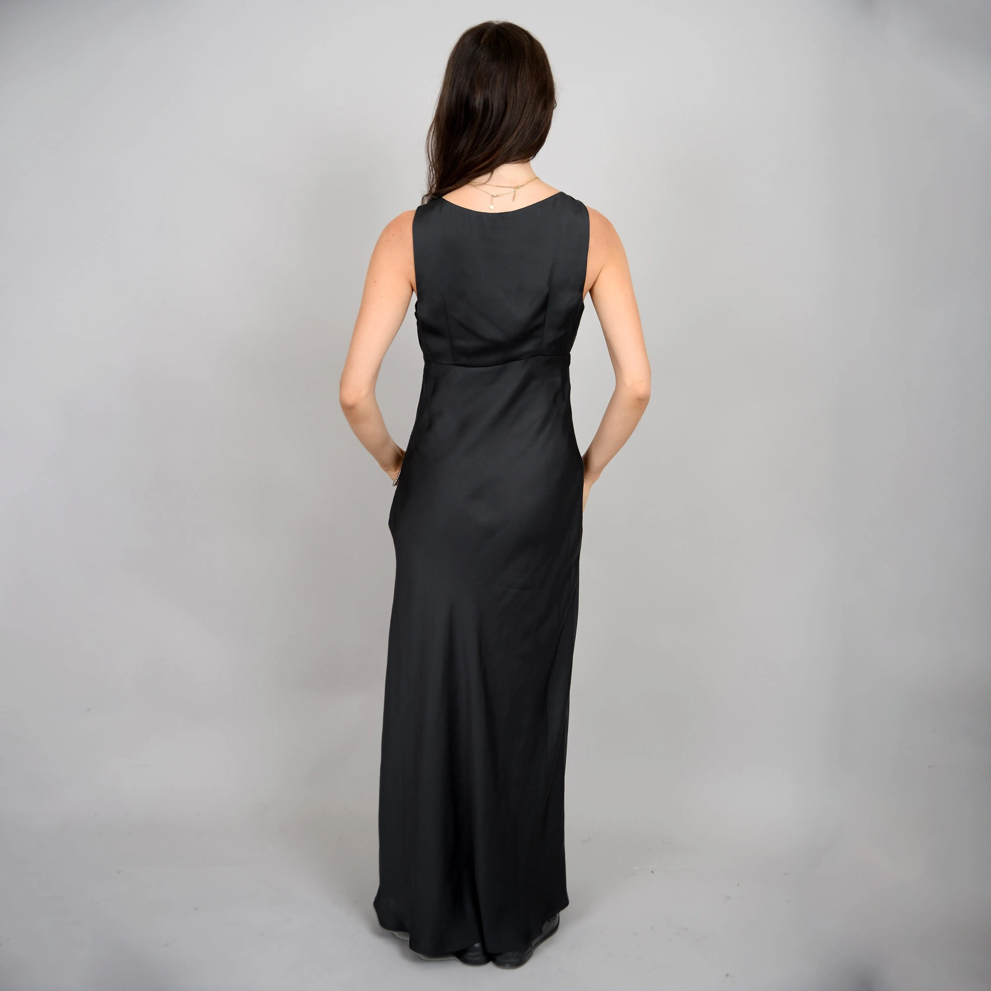 BLACK SILKY MAXI DRESS