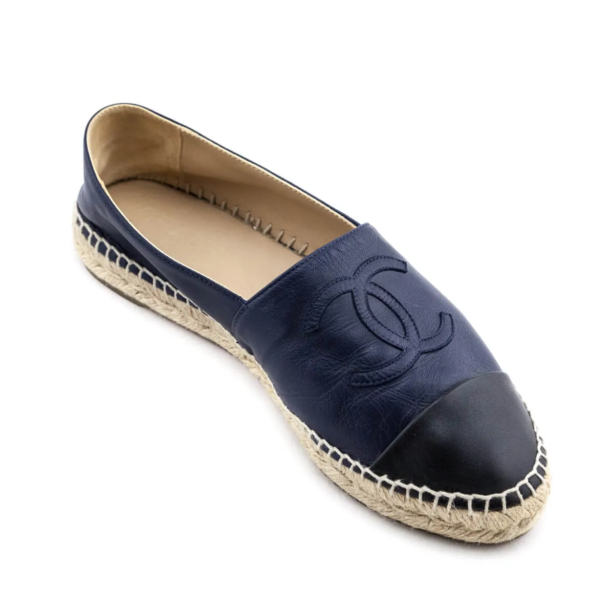 Chanel Navy & Black Cap Toe Espadrilles Size US 10 | EU 40