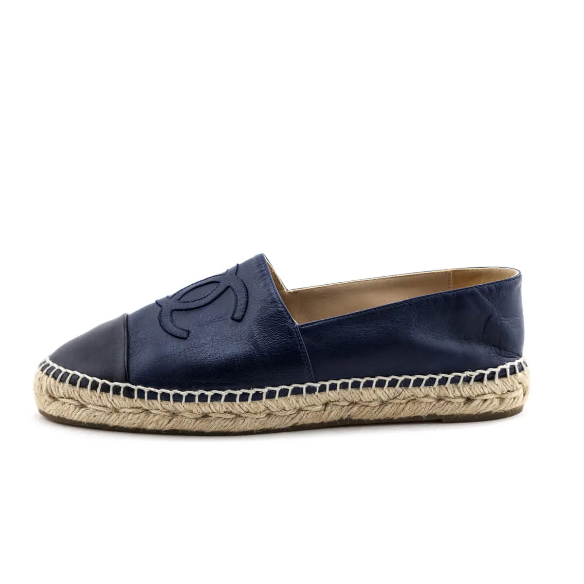 Chanel Navy & Black Cap Toe Espadrilles Size US 10 | EU 40