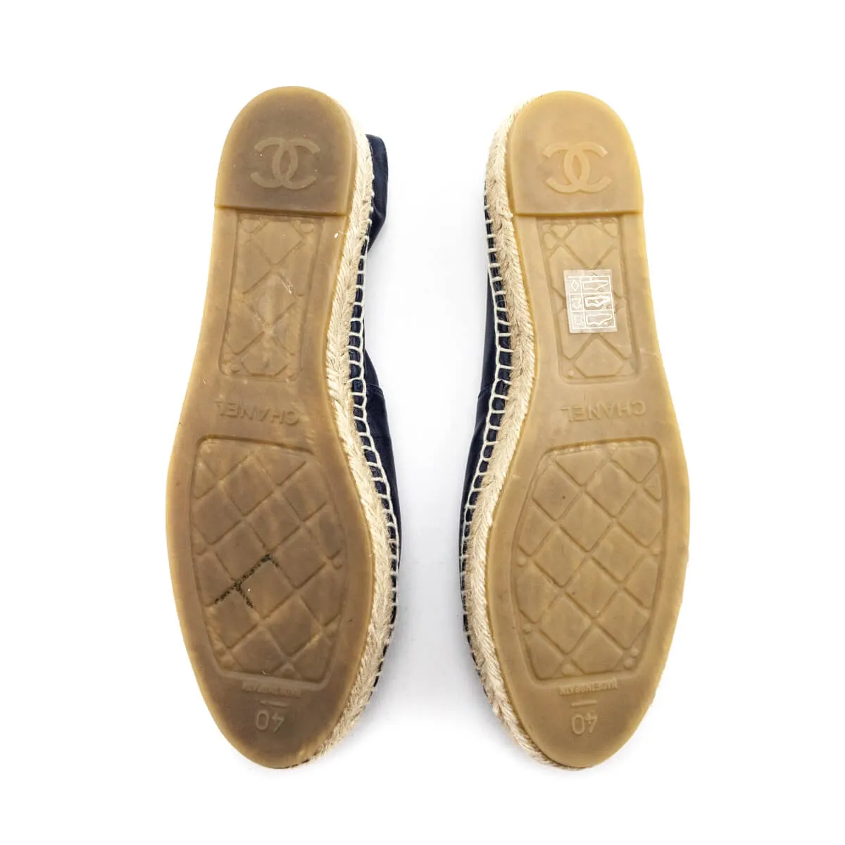 Chanel Navy & Black Cap Toe Espadrilles Size US 10 | EU 40