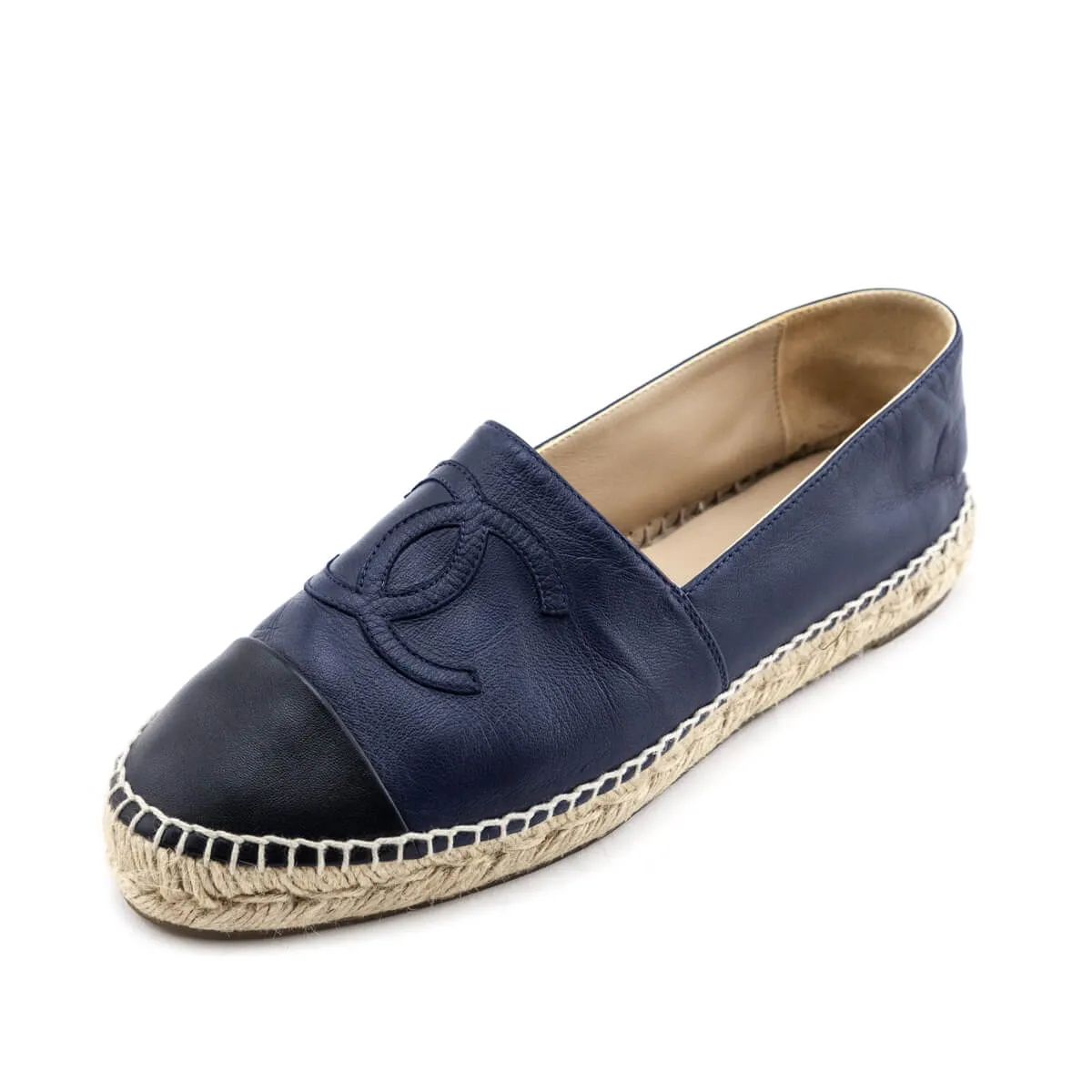Chanel Navy & Black Cap Toe Espadrilles Size US 10 | EU 40