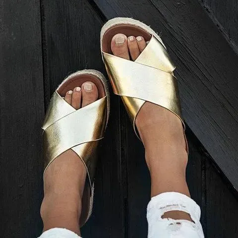 elveswallet Plus Size Peep Toe Platform Sandals Slip-on Slippers