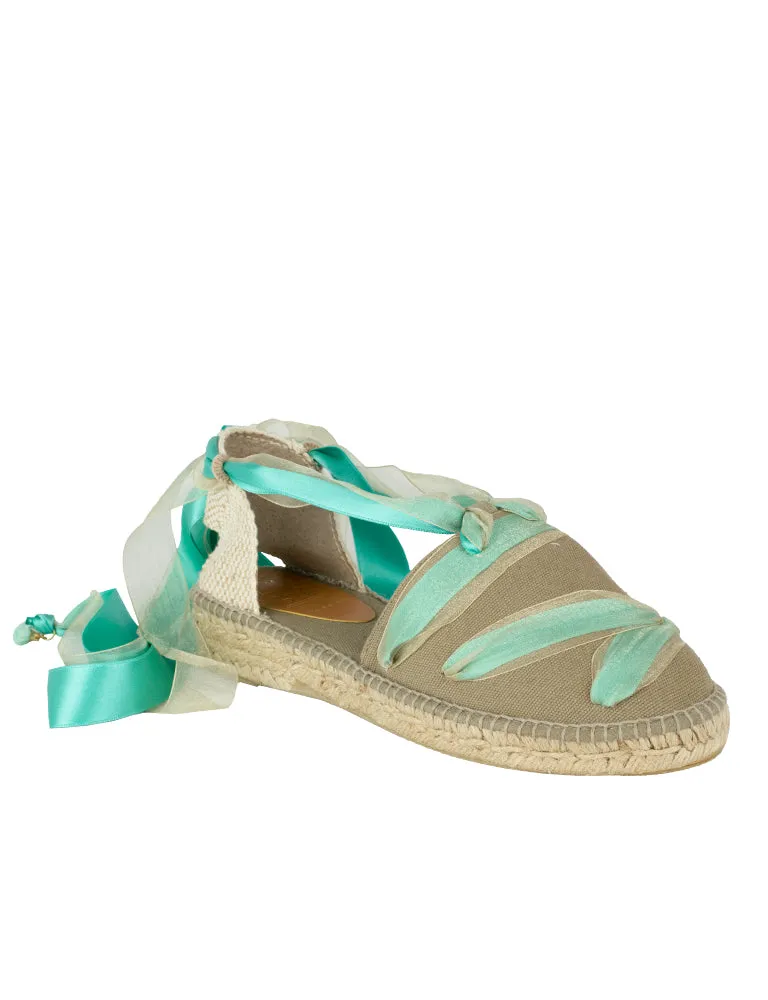Espadrilles Teal Flat Wedge in Jimmy Choo