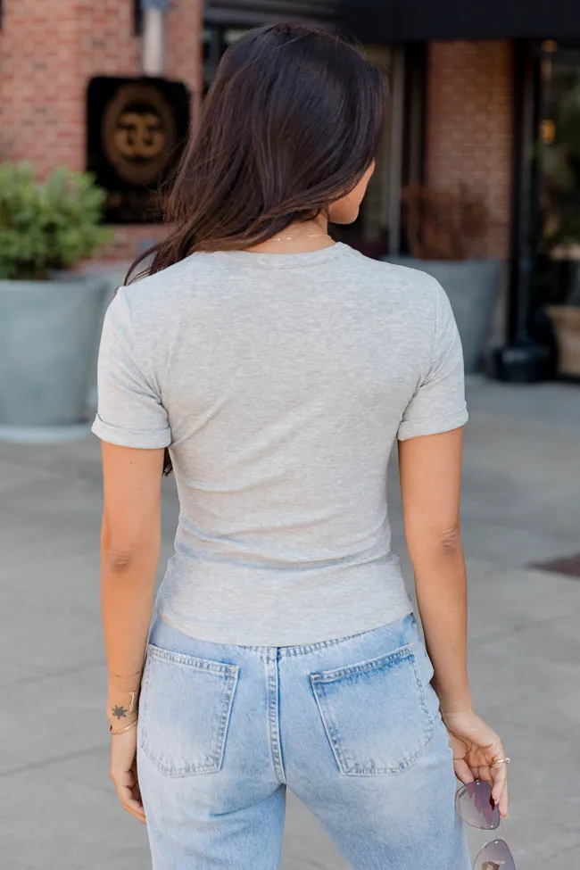 Everyday Essential Grey Ribbed Crew Neck Tee