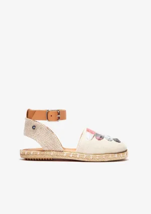 Girl's Beige Laces Espadrilles