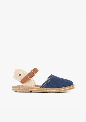 Girl's Navy Embroidery Espadrilles