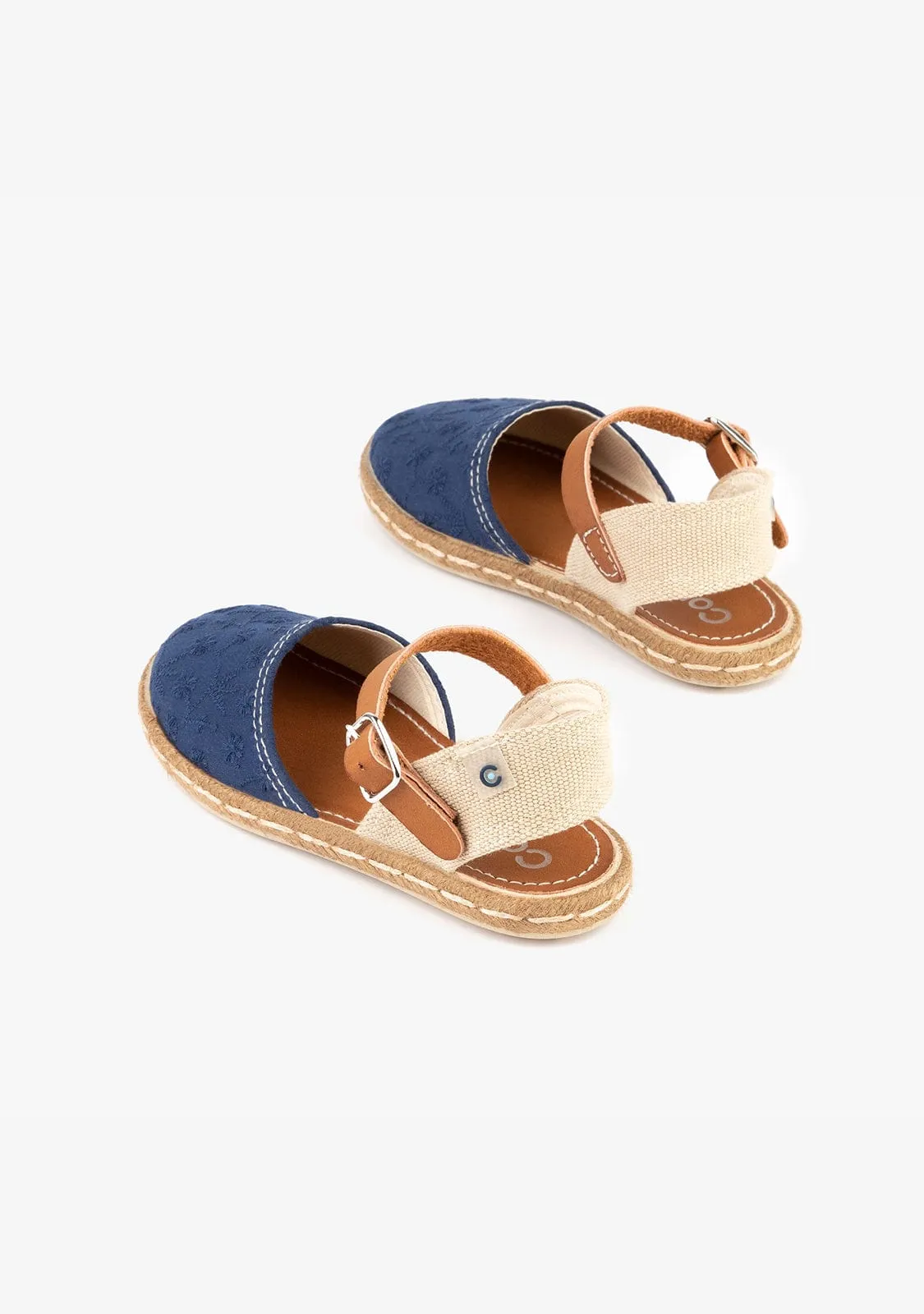 Girl's Navy Embroidery Espadrilles
