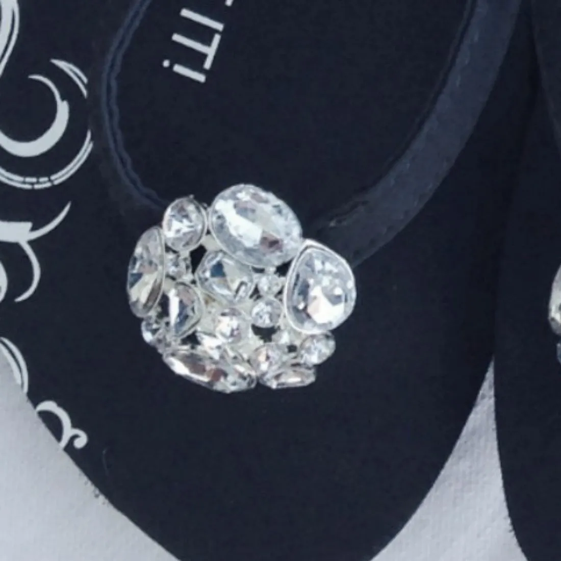 Gray Flat Flip Flops - Diamond Brooch