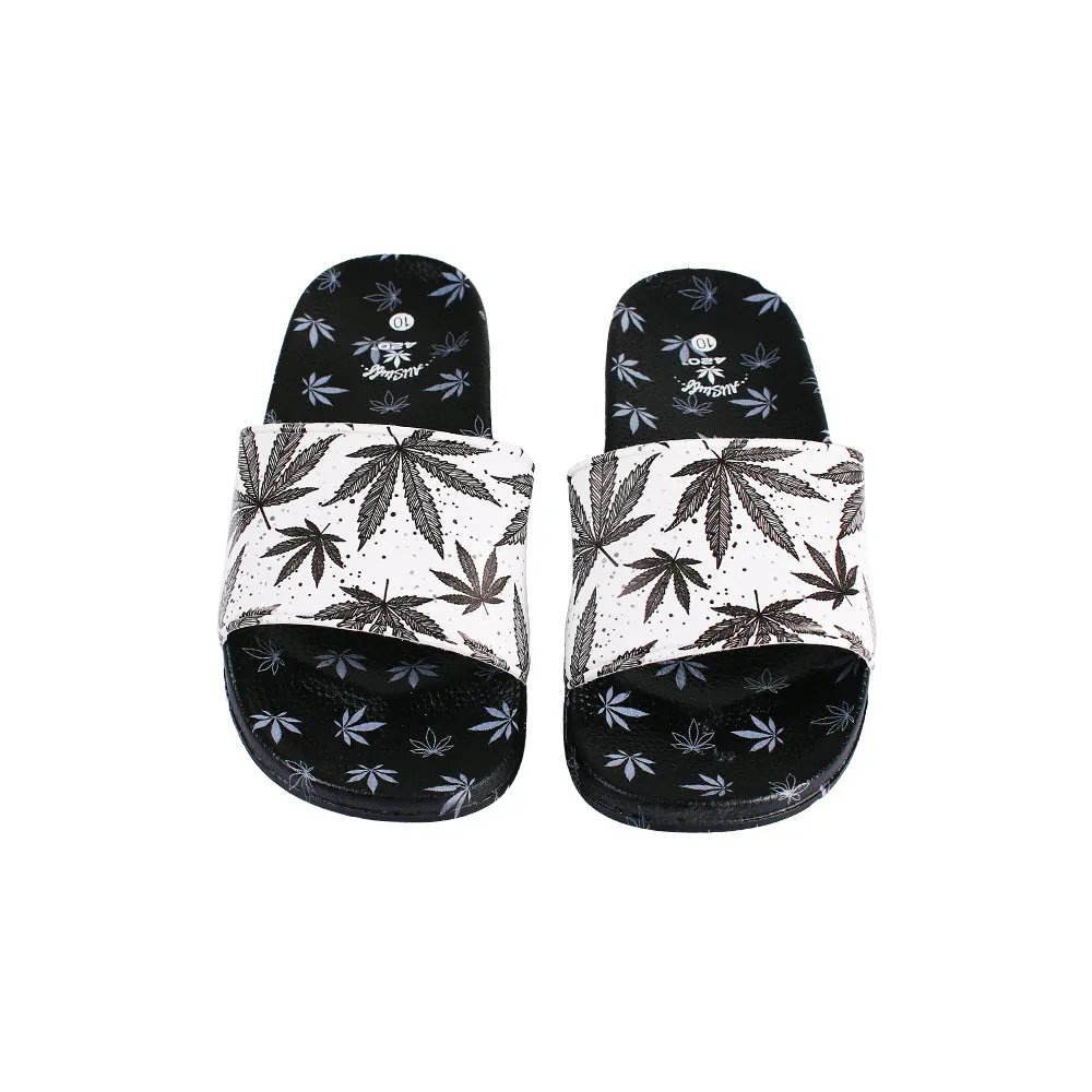 Himpy Slides - Mens White Buffalo Black Sandal - 1 Pair Per Pack
