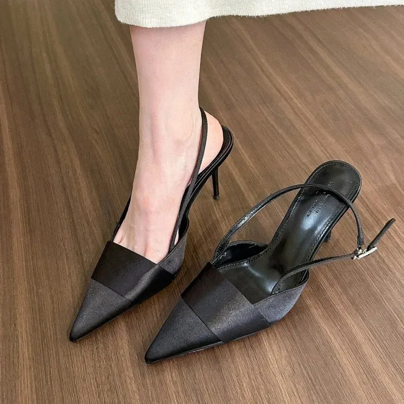 Hnzxzm Pointed Toe Women Sandals Fashion High Heels Shoes Summer New 2024 Sexy Slippers Elegant Slingback Pumps Dress Zapatos Mujer