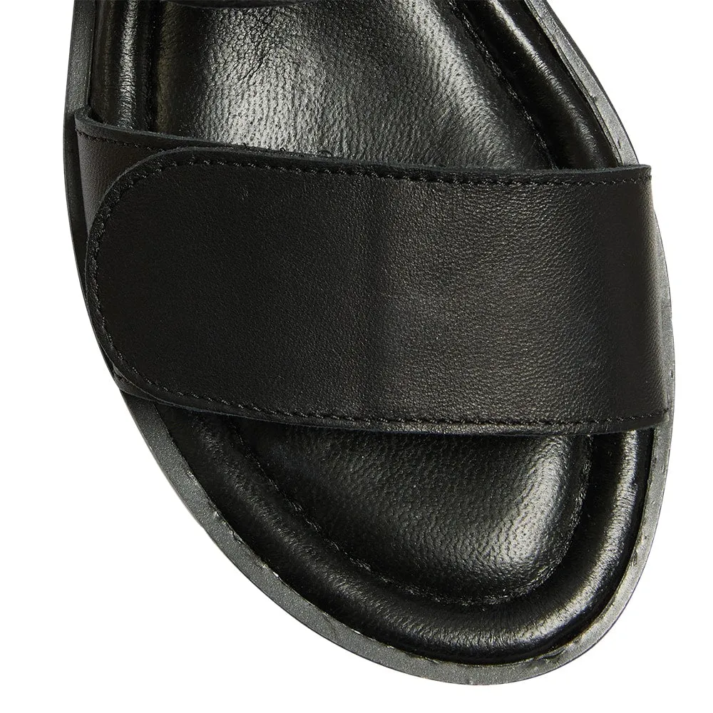 Imply Wedge in Black Leather