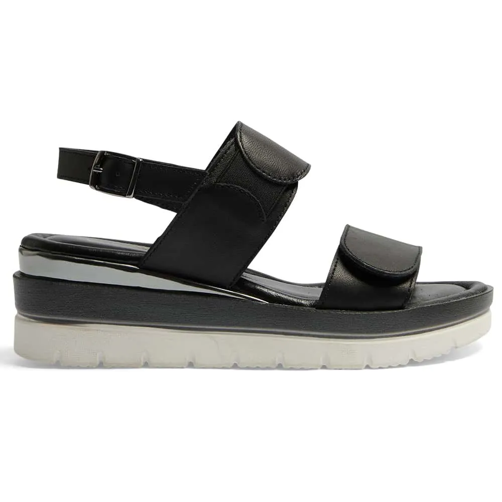 Imply Wedge in Black Leather