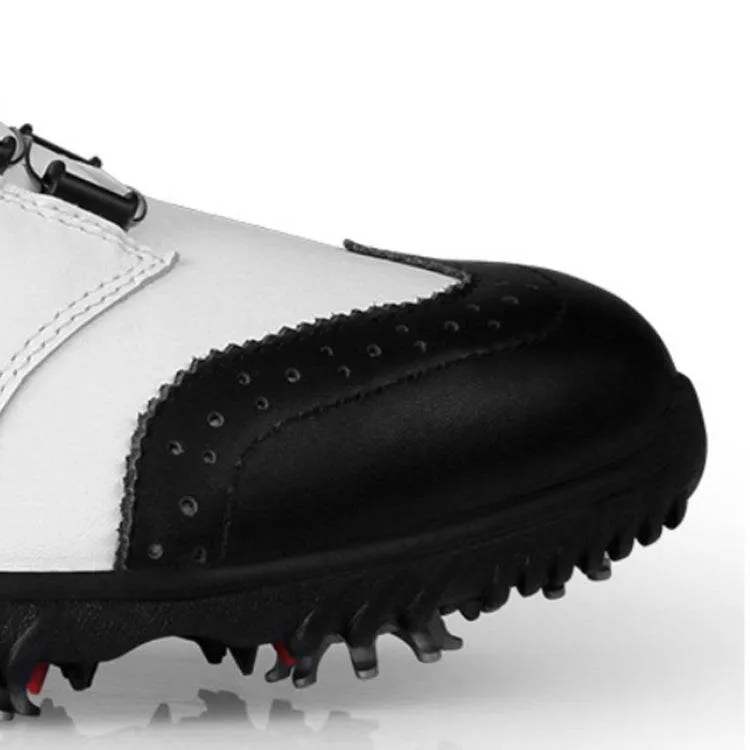 Men's Waterproof Rotating Buckle Golf Sneakers with Leather Upper