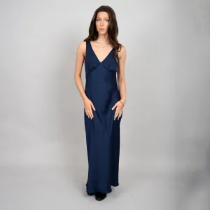NAVY SILKY MAXI DRESS