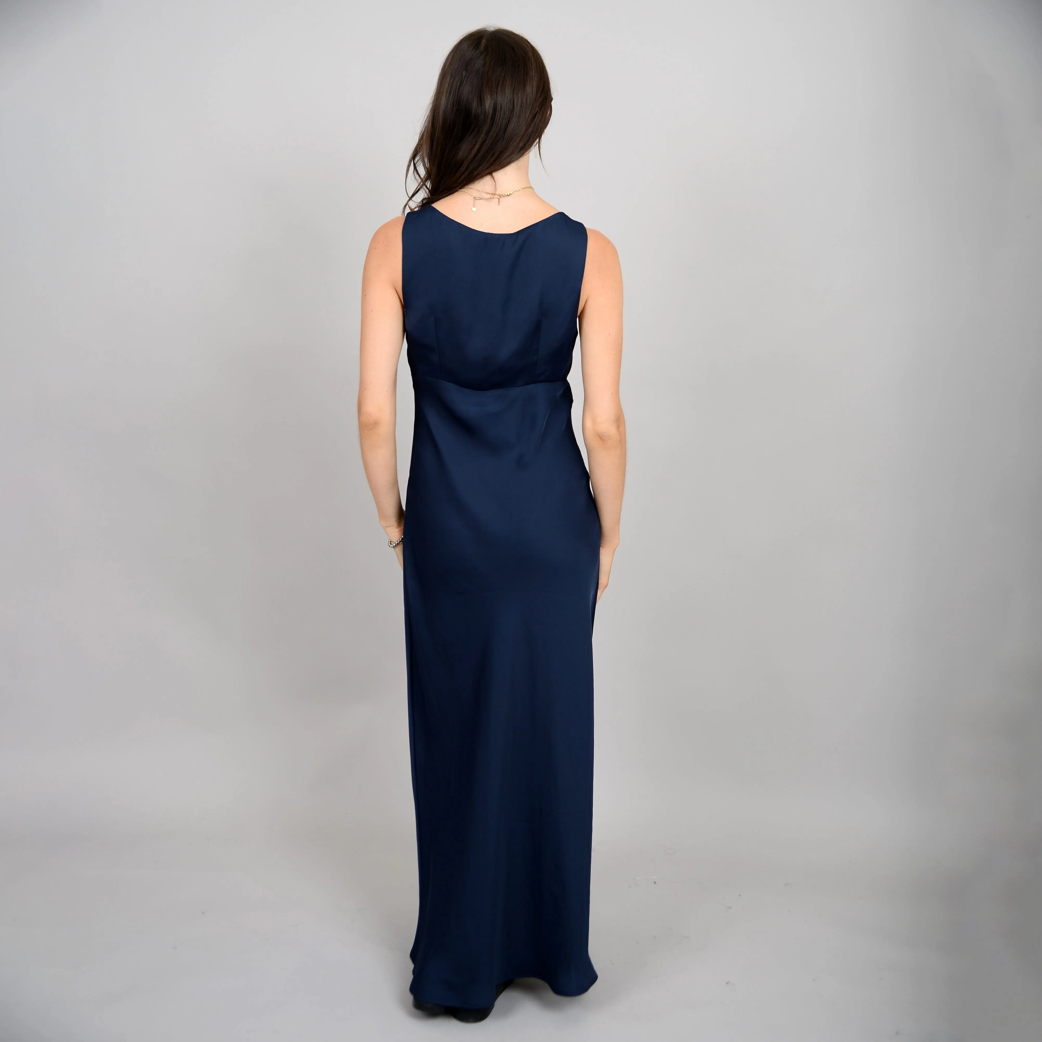 NAVY SILKY MAXI DRESS