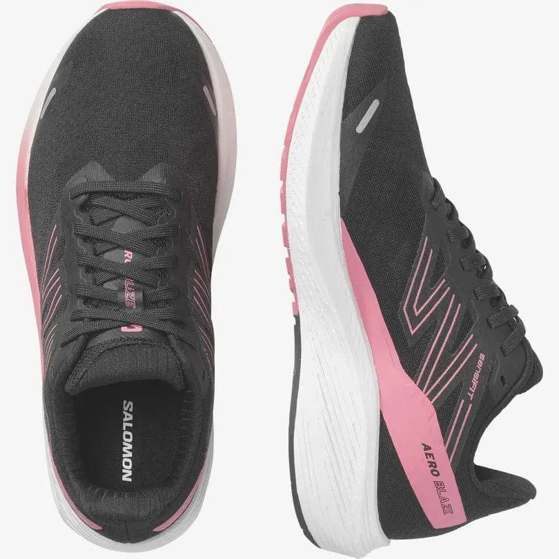 Salomon Women's Aero Blaze Running Shoes- Black/ White/ Tea Rose