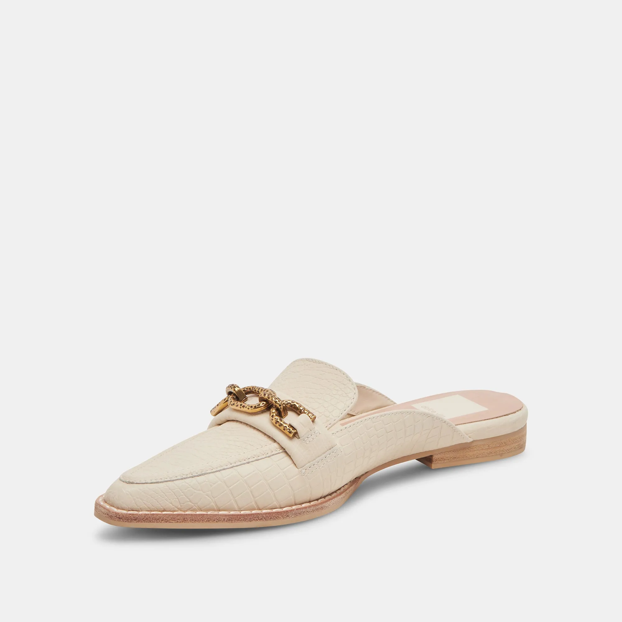 SIDON FLATS IVORY EMBOSSED LEATHER