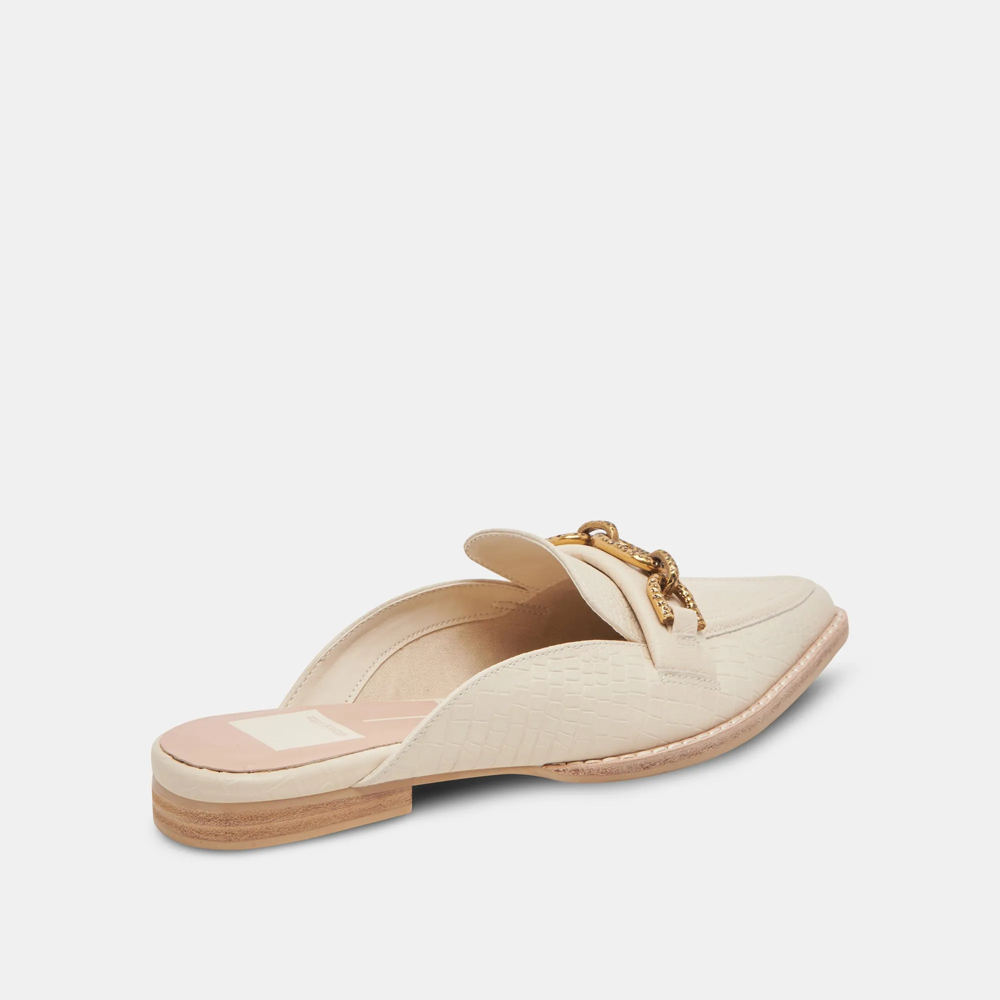 SIDON FLATS IVORY EMBOSSED LEATHER
