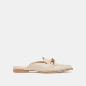 SIDON FLATS IVORY EMBOSSED LEATHER