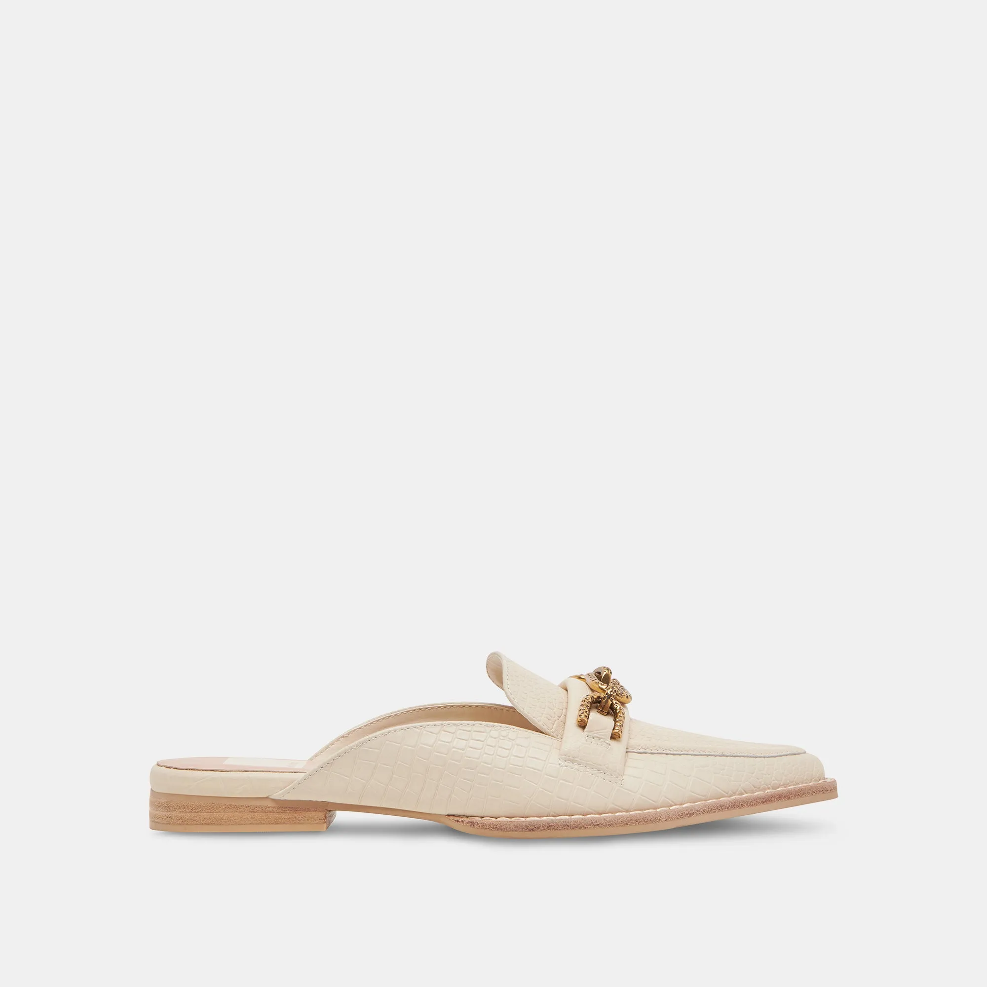 SIDON FLATS IVORY EMBOSSED LEATHER