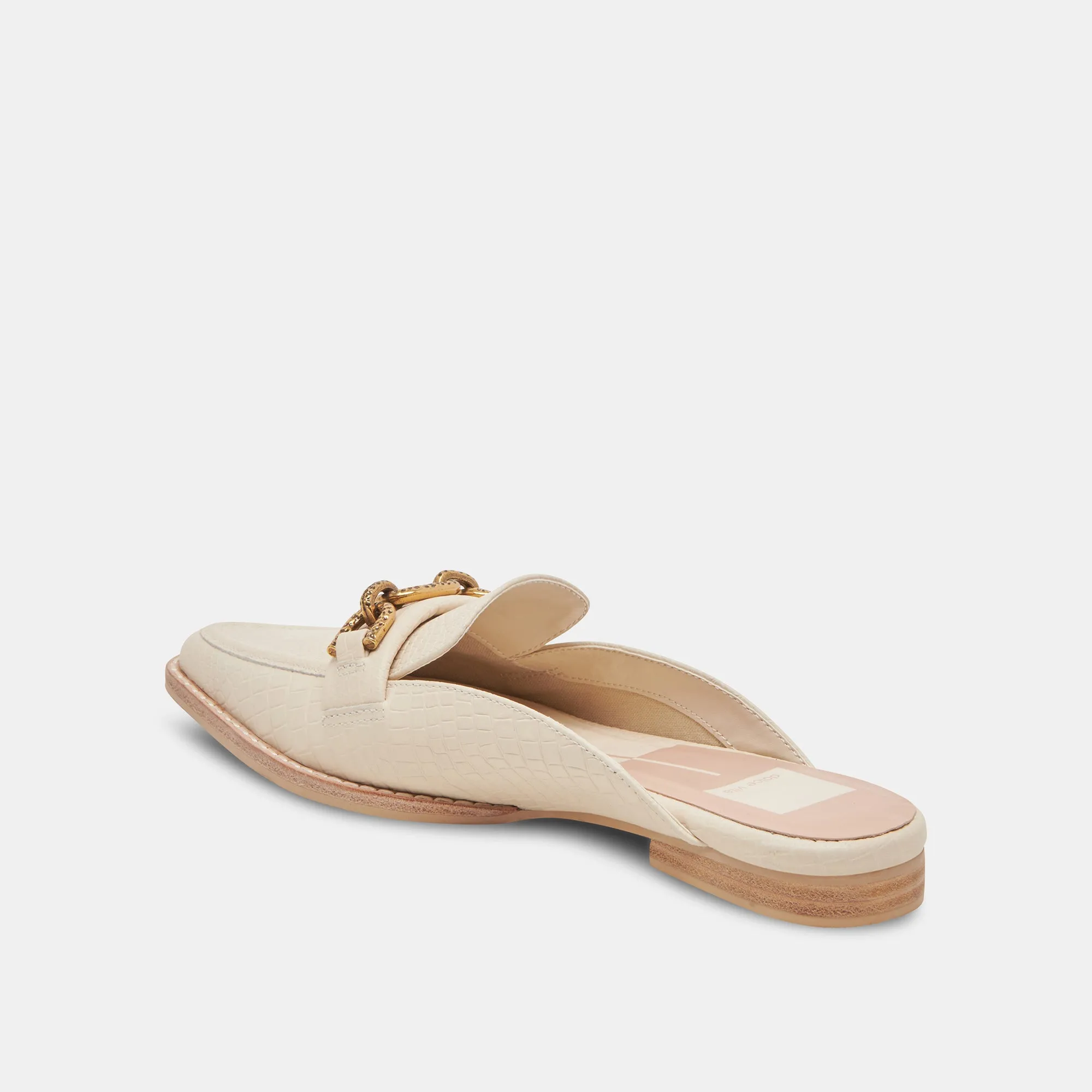 SIDON FLATS IVORY EMBOSSED LEATHER