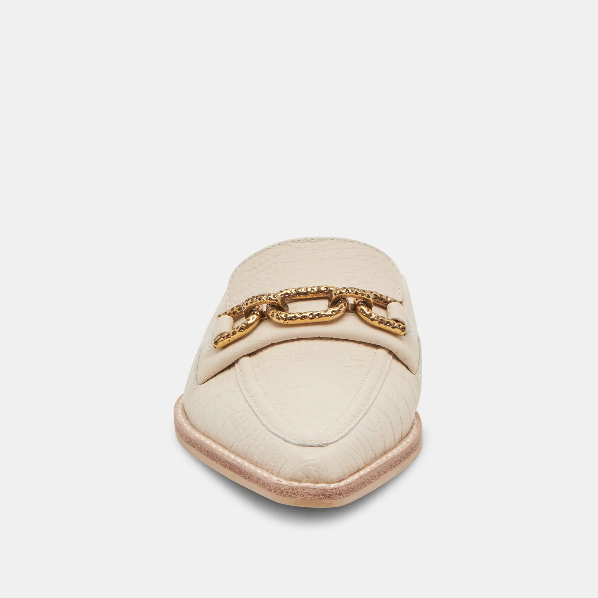 SIDON FLATS IVORY EMBOSSED LEATHER
