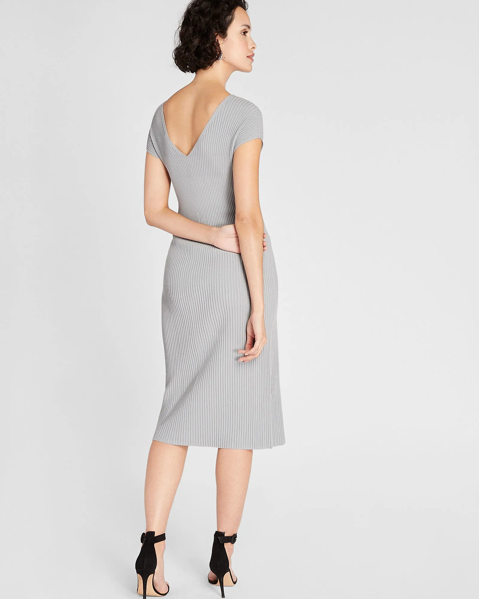 Sleeveless V-Neck Sweater Dress