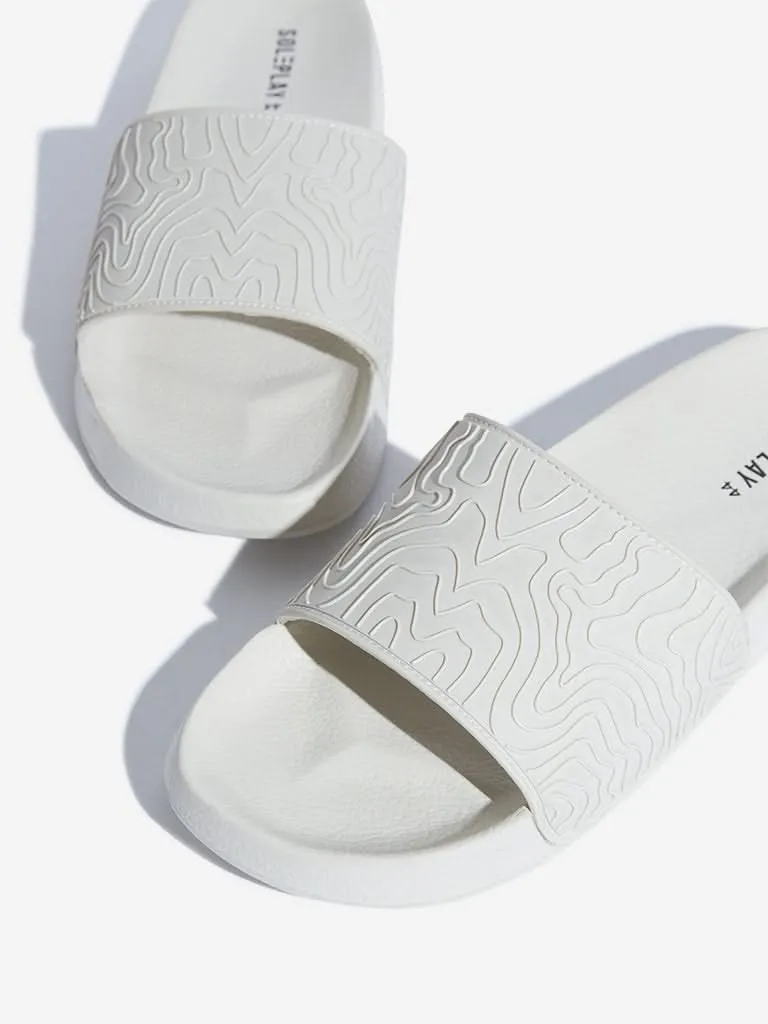 SOLEPLAY Off-White Wave-Textured Slides