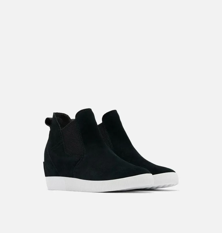Sorel Women's Out N About Slip-On Wedge Boots- Black/ White