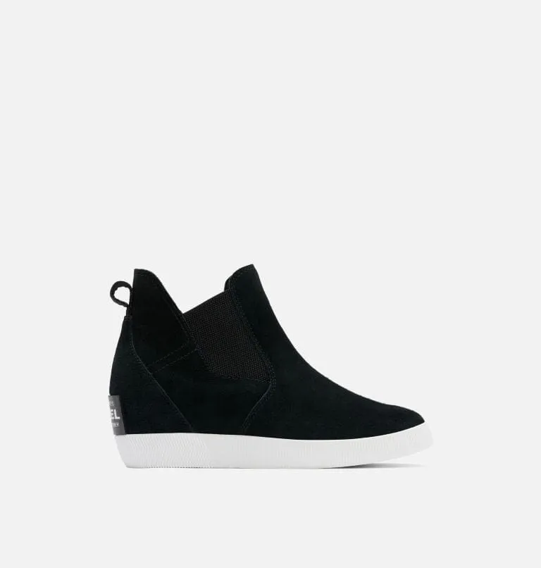 Sorel Women's Out N About Slip-On Wedge Boots- Black/ White
