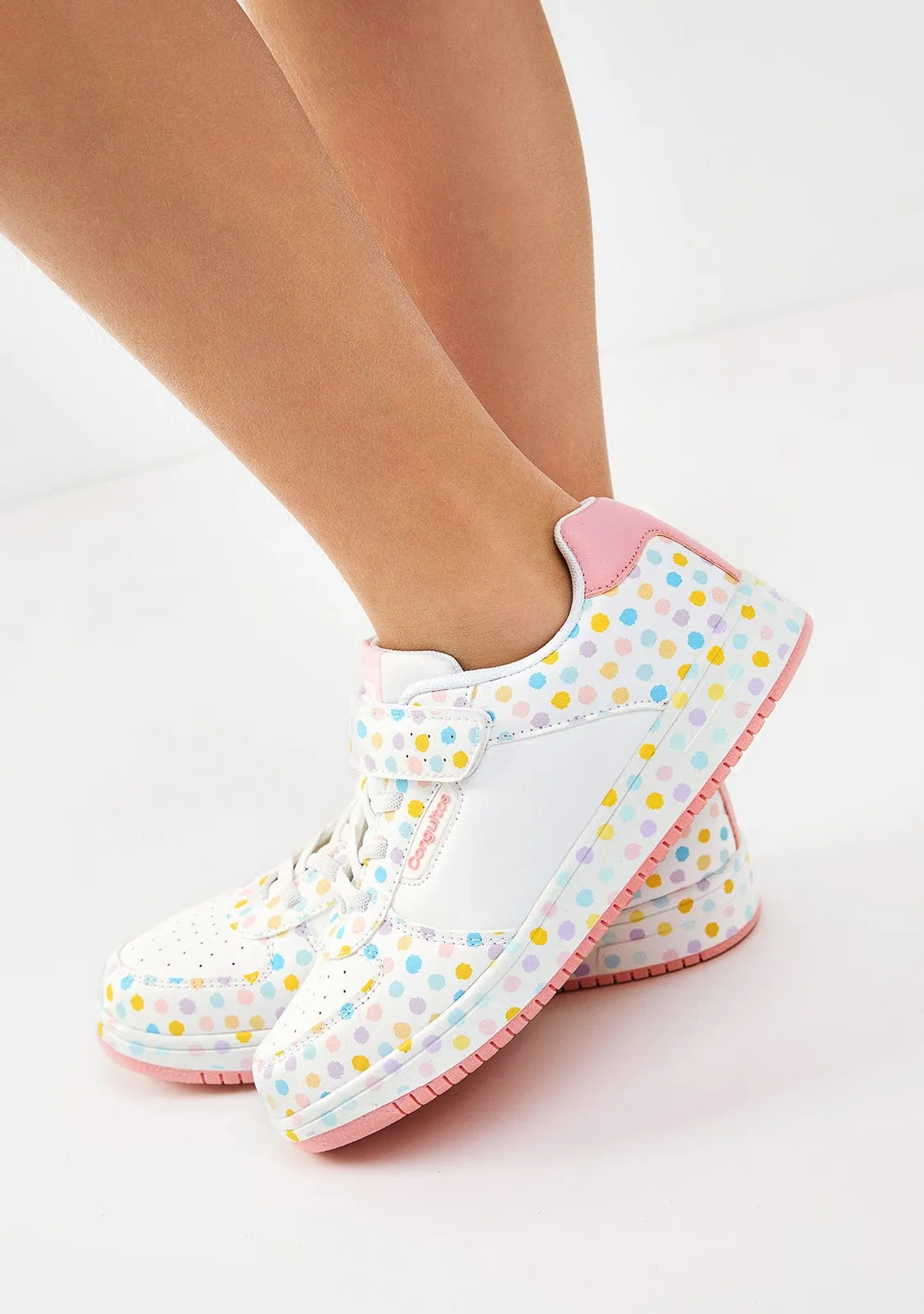White Dots Elastic Sneakers