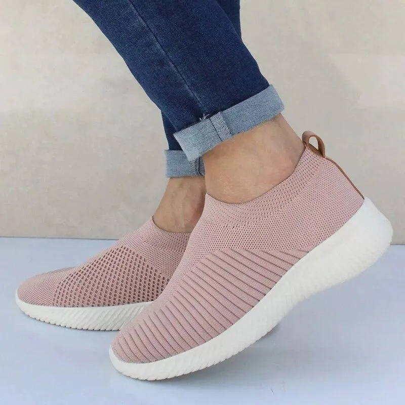 Women Shoes Knitting Sock Sneakers Slip On Flat Shoes