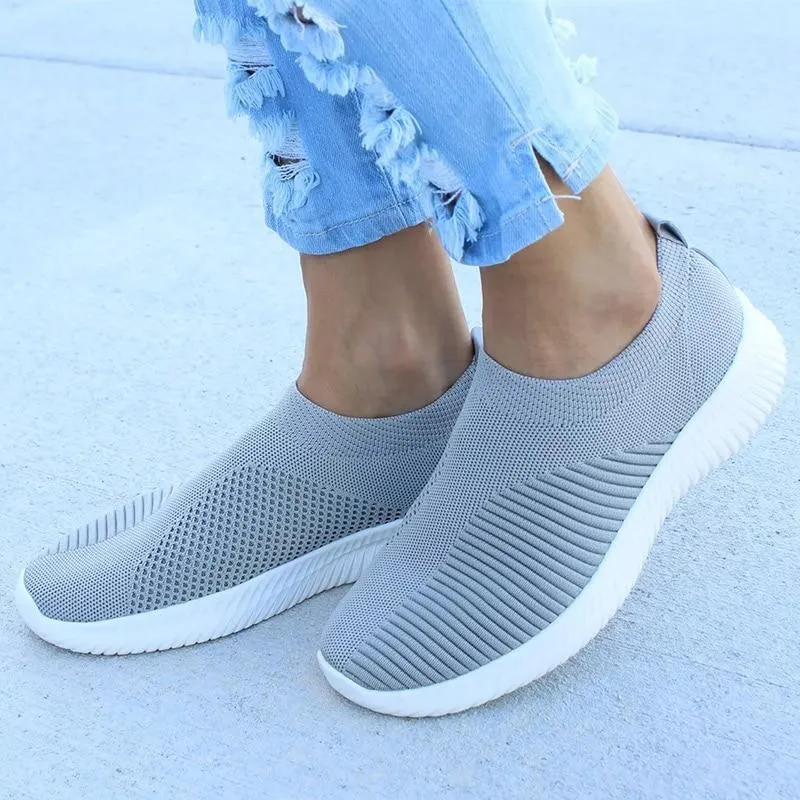Women Shoes Knitting Sock Sneakers Slip On Flat Shoes