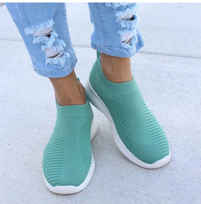 Women Shoes Knitting Sock Sneakers Slip On Flat Shoes