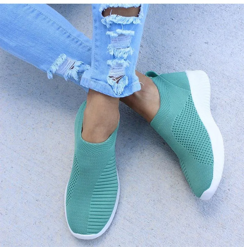 Women Shoes Knitting Sock Sneakers Slip On Flat Shoes