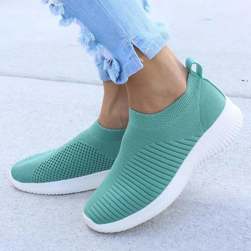 Women Shoes Knitting Sock Sneakers Slip On Flat Shoes