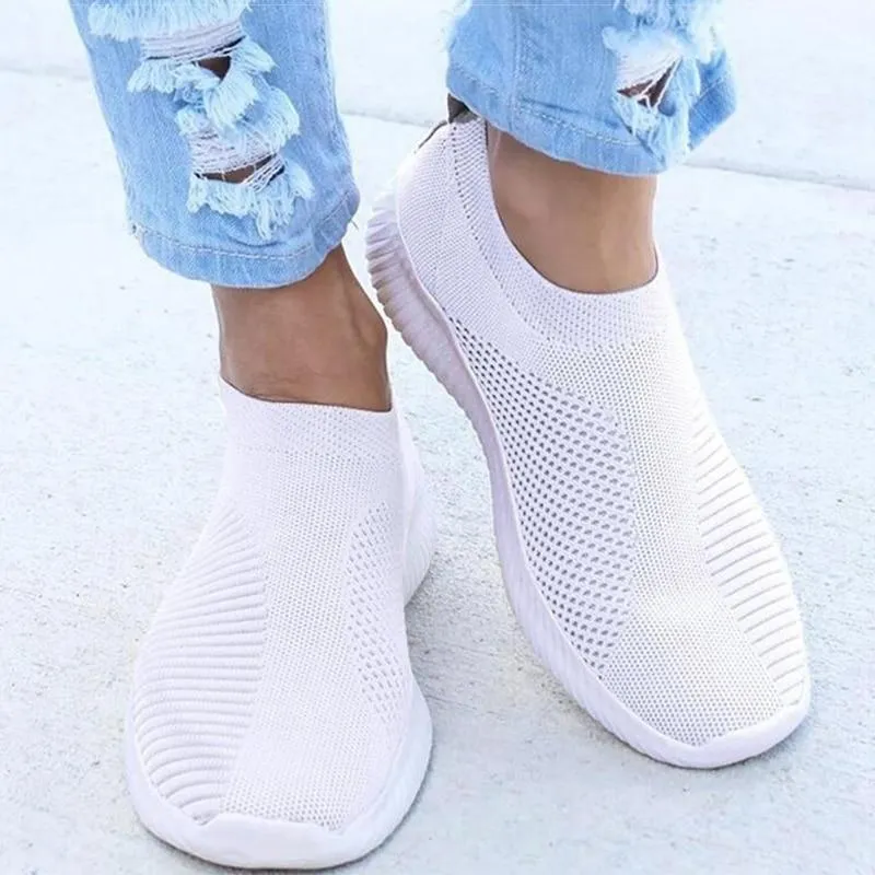 Women Shoes Knitting Sock Sneakers Slip On Flat Shoes