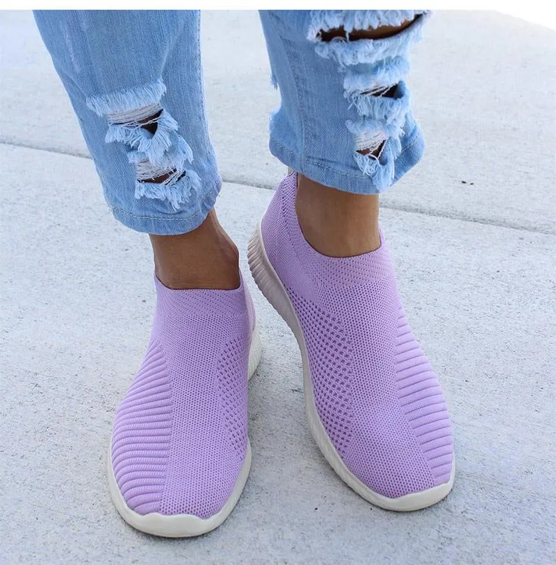 Women Shoes Knitting Sock Sneakers Slip On Flat Shoes