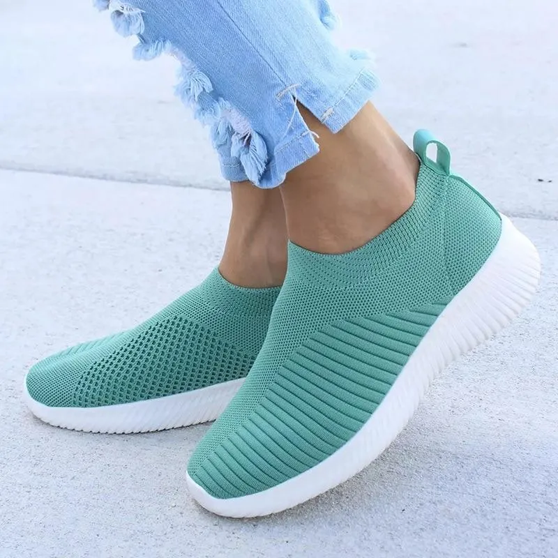 Women Shoes Knitting Sock Sneakers Slip On Flat Shoes