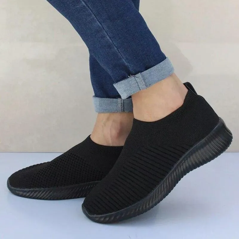 Women Shoes Knitting Sock Sneakers Slip On Flat Shoes
