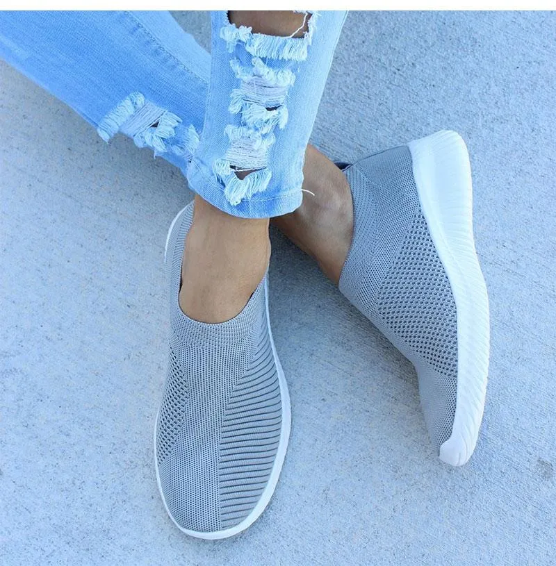 Women Shoes Knitting Sock Sneakers Slip On Flat Shoes