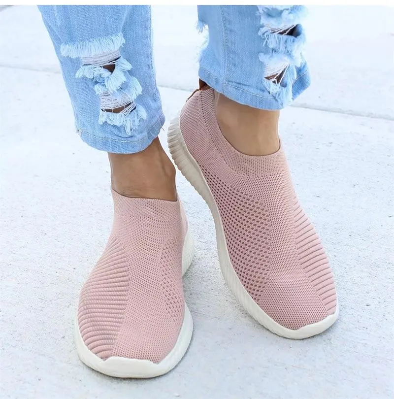 Women Shoes Knitting Sock Sneakers Slip On Flat Shoes
