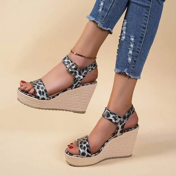 Women's Espadrille Wedge Sandals with Snake Print 63141651C