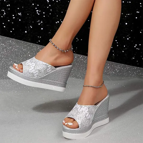 Women's Peep-Toe Platform Wedge Slide Sandals 53368724C